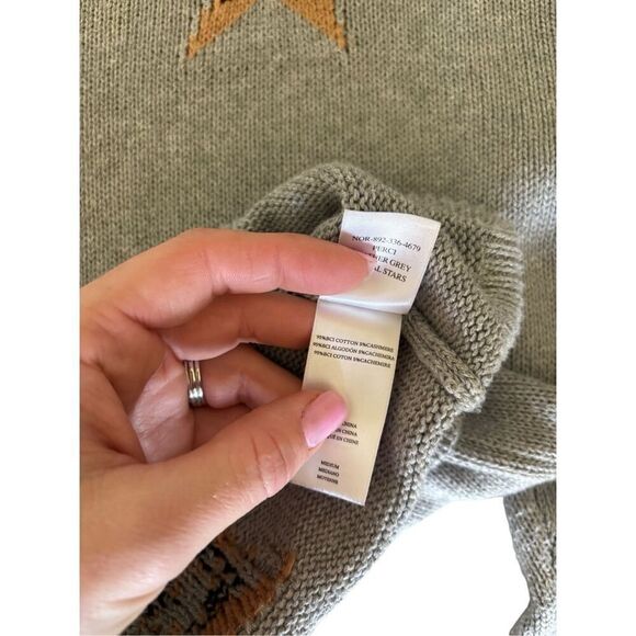 Rails Percy Heather Gray Animal Star Sweater Sz M Cashmere Blend - Picture 9 of 10